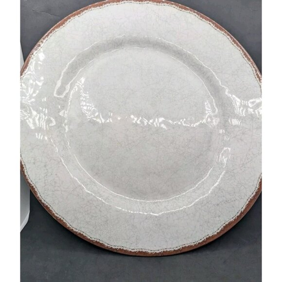 Le Cadeaux Antiqua Serving Platter melamine White crazing  15" discontinued - Picture 1 of 12